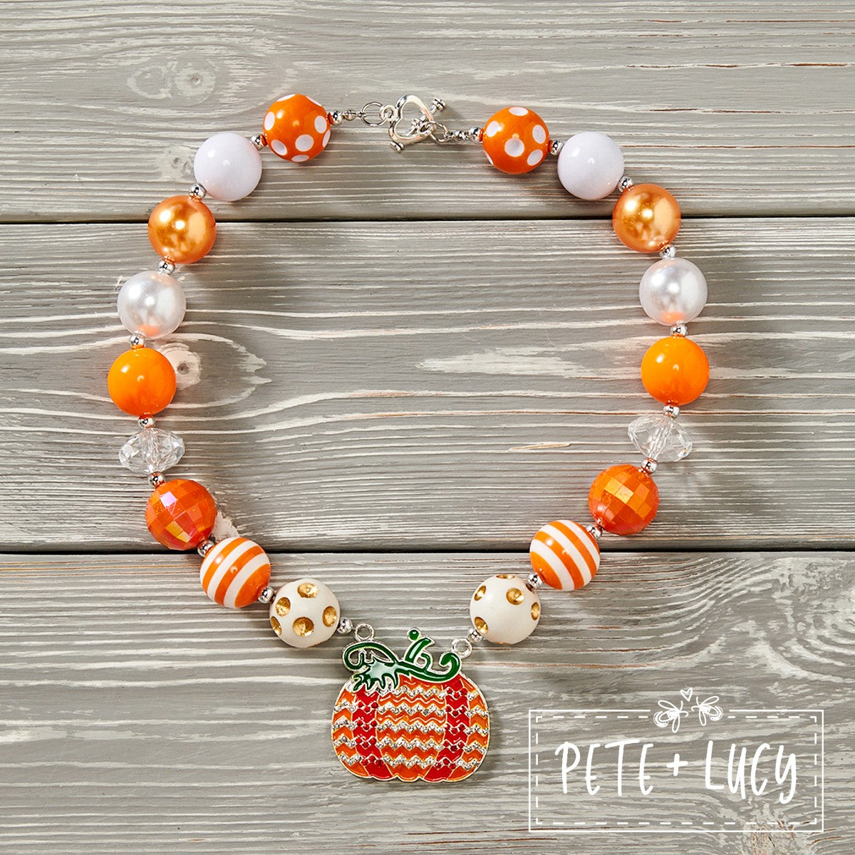 Denim Pumpkin- Chunky Necklace