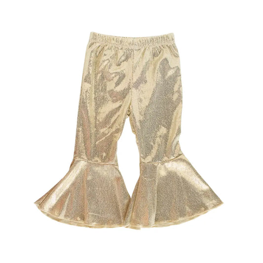 Lina Pleated Bell Bottoms - Time-To-Shine Gold