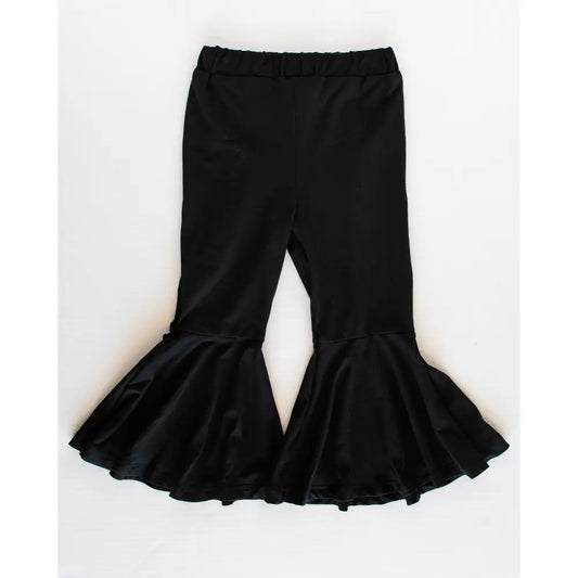 Keely Pleated Exaggerated Bell Bottoms - Black